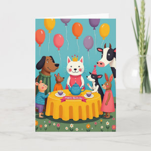 Tarjeta de escena de cumpleaños caprichosa