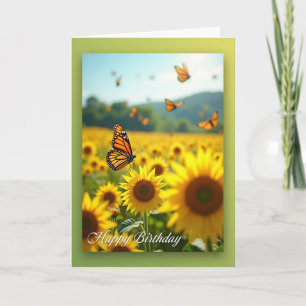 Tarjeta de escena de cumpleaños con mariposa