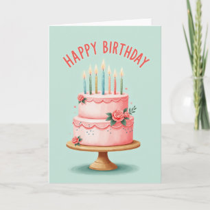 Tarjeta de escena de cumpleaños con pastel