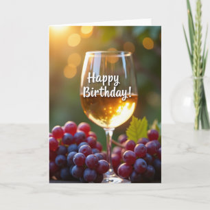 Tarjeta de escena de cumpleaños con uvas