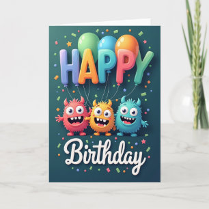 Tarjeta de escena de cumpleaños cyan