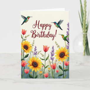 Tarjeta de escena de cumpleaños de aves joya