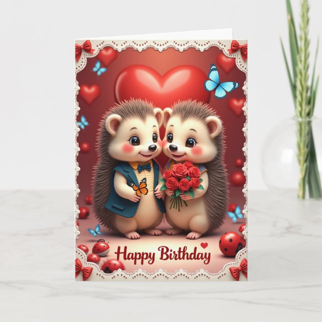 Tarjeta de escena de cumpleaños dulce y espinosa (Anverso)