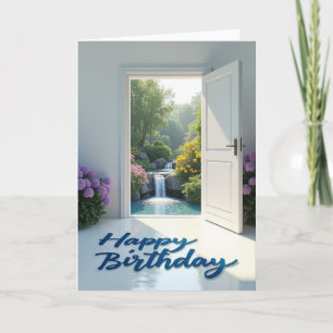 Tarjeta de escena de cumpleaños en el paraíso