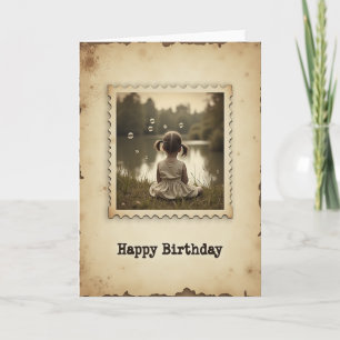 Tarjeta de escena de cumpleaños pensativa