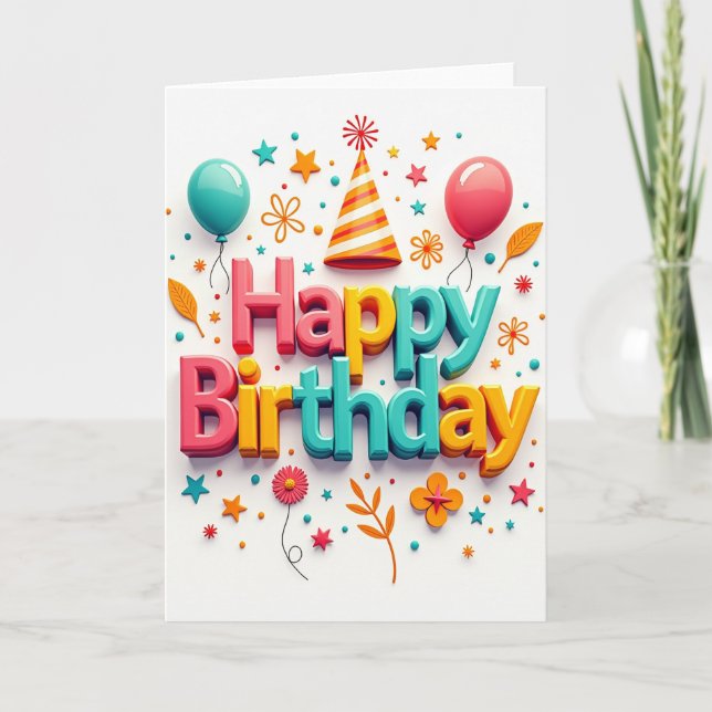 Tarjeta de escena de cumpleaños vibrante (Anverso)