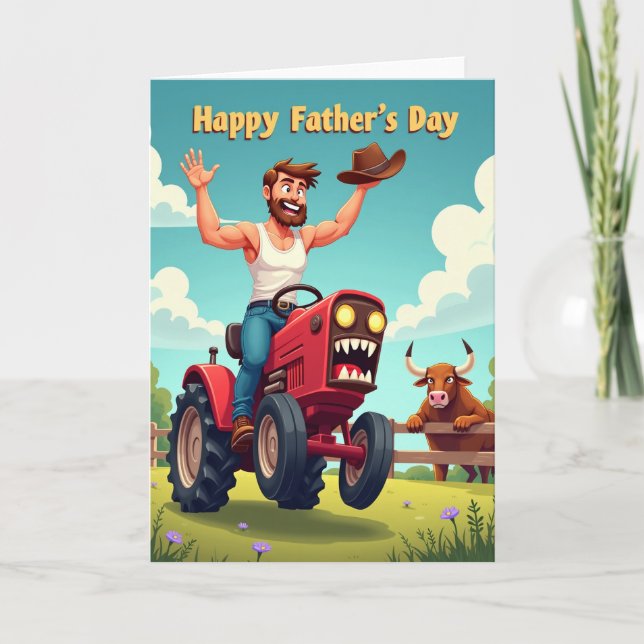 Tarjeta de escena de granja del Día del Padre aleg (Anverso)
