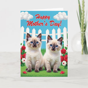 Tarjeta de escena de jardín de gatito a rayas