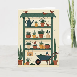 Tarjeta de escena de jardín del día del padre verd