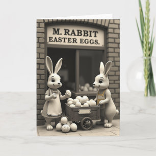Tarjeta de escena de la tienda de huevos de conejo