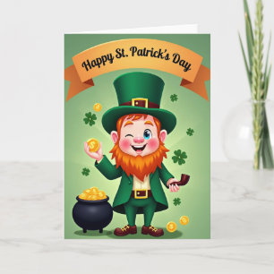 Tarjeta de escena de monedas de oro de Leprechaun