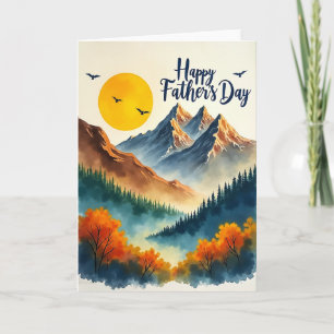 Tarjeta de escena de montaña con lunares