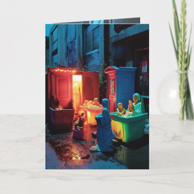 Tarjeta de escena de Navidades kitsch (Anverso)