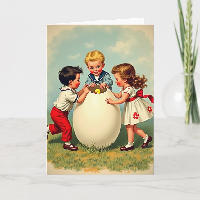 Tarjeta de escena de niños y crías (Anverso)