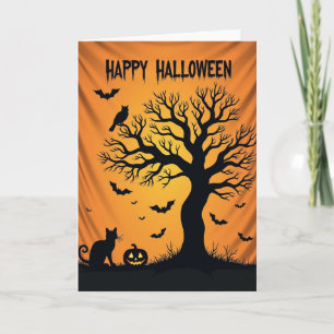 Tarjeta de escena de Noche de Halloween feliz
