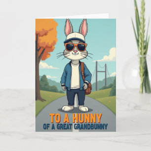 Tarjeta de escena de otoño de conejo genial