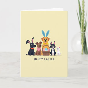 Tarjeta de escena de Pascua de perros felices