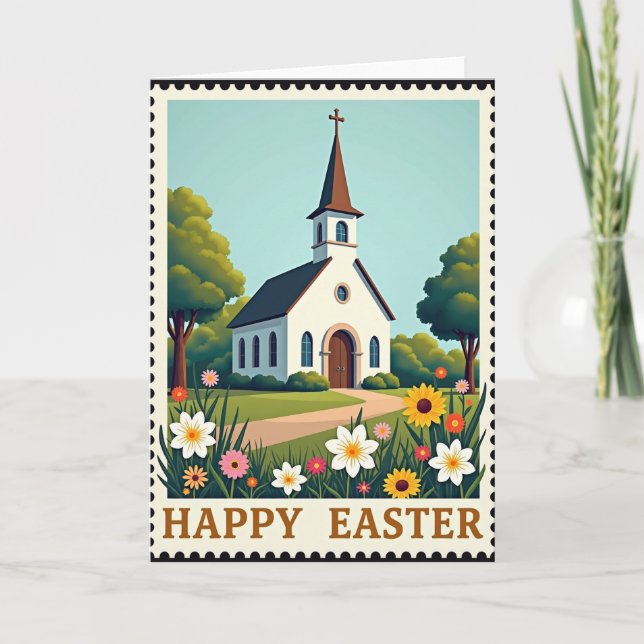 Tarjeta de escena de Pascua feliz (Anverso)