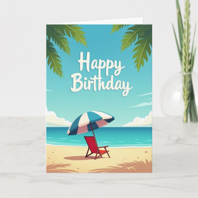 Tarjeta de escena de playa alegre (Anverso)