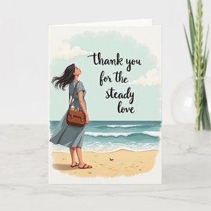Tarjeta de escena de playa de amor estable