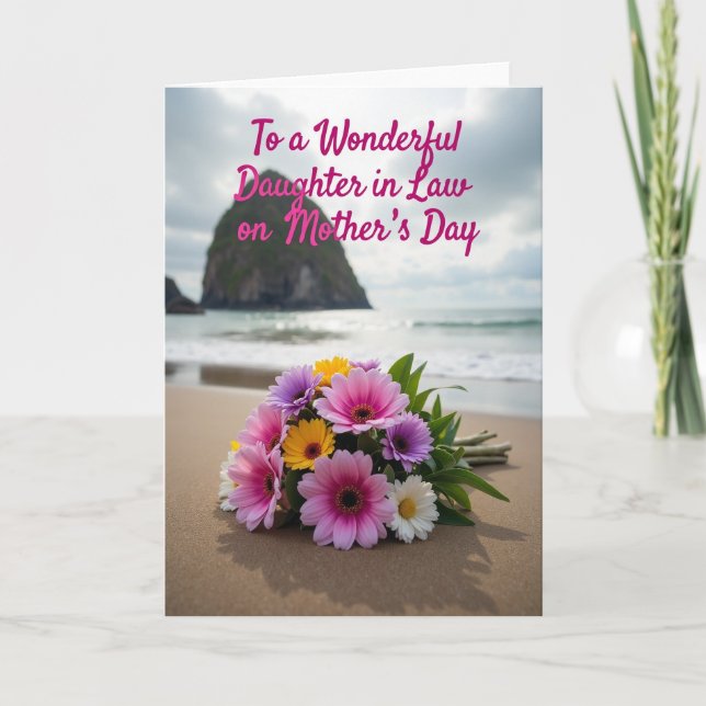 Tarjeta de escena de playa del día de las madres f (Anverso)