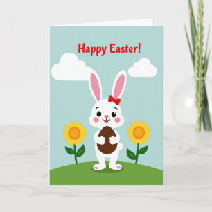 Tarjeta de escena de primavera de conejito