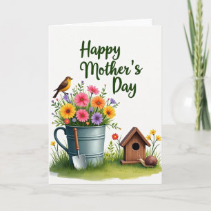 Tarjeta de escena de regadera floral