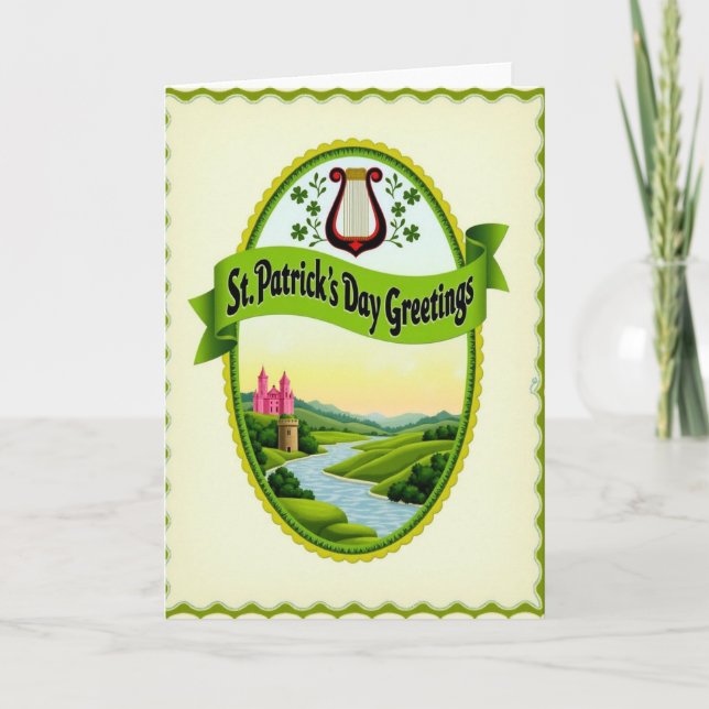 Tarjeta de escena de saludos irlandeses (Anverso)