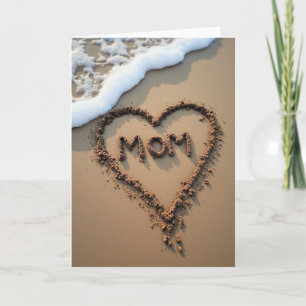 Tarjeta de escena del corazón de mamá en la arena
