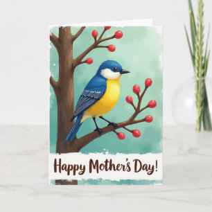 Tarjeta de escena del día de la madre Bluebird
