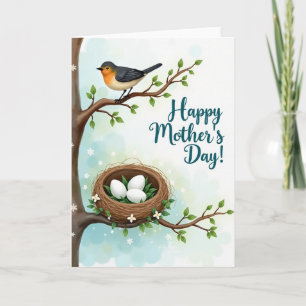 Tarjeta de escena del día de la madre del nido de