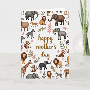 Tarjeta de escena del día de la madre en la selva