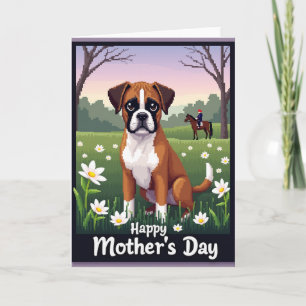 Tarjeta de escena del día de la madre Pixel Dog