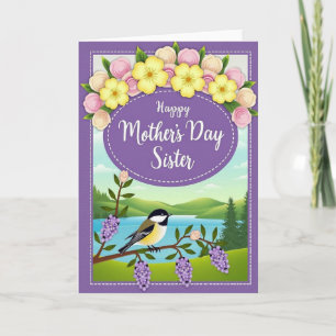 Tarjeta de escena del día de las madres hermanas