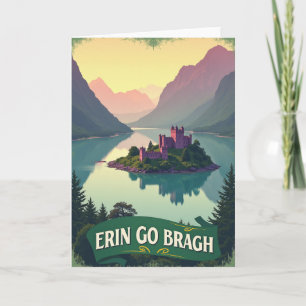 Tarjeta de escena del lago del castillo irlandés