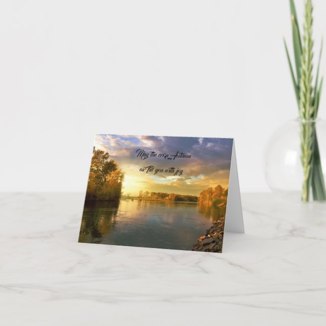 Tarjeta de escena del lago en otoño (Anverso)