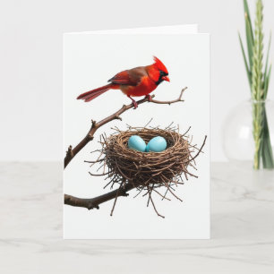 Tarjeta de escena del nido del pájaro pluma