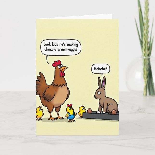 Tarjeta de escena divertida de huevos mini (Anverso)