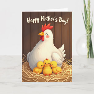 Tarjeta de escena familiar de gallina cariñosa