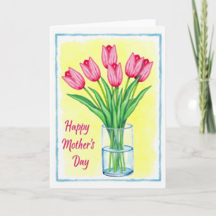 Tarjeta de escena floral azul cielo