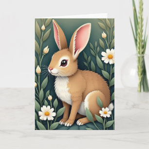Tarjeta de escena floral de amigo cervatillo