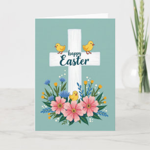 Tarjeta de escena floral de Pascua