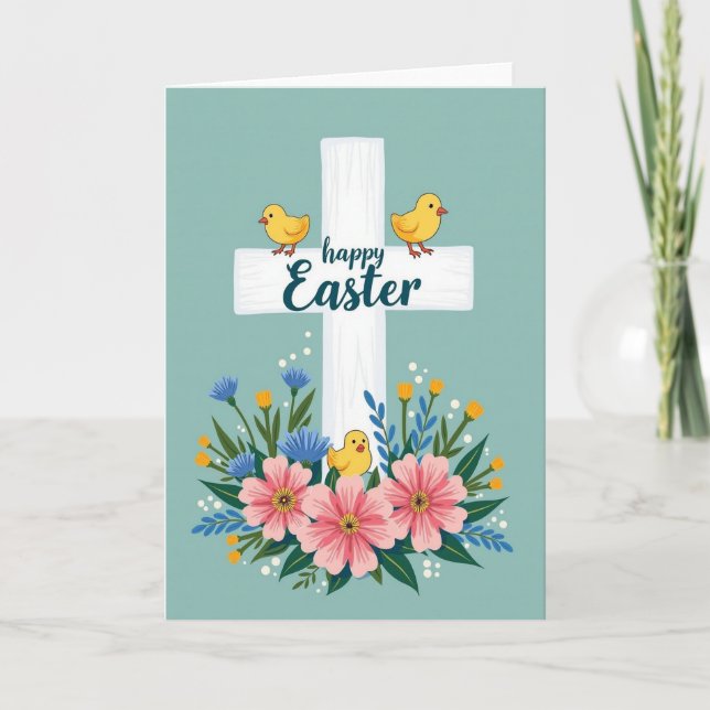 Tarjeta de escena floral de Pascua (Anverso)