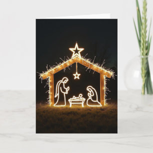 Tarjeta de escena navideña luminosa