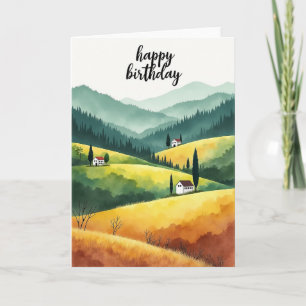 Tarjeta de escena pastoral de cumpleaños