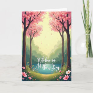 Tarjeta de escena primaveral con dosel floral