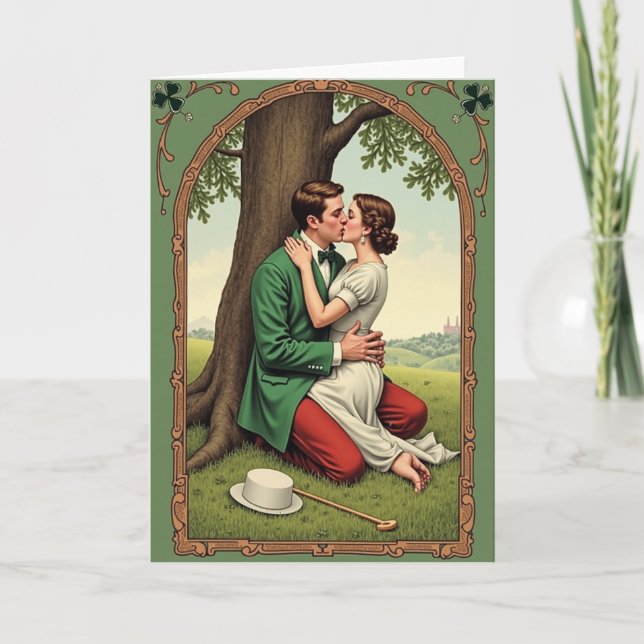Tarjeta de escena romántica de beso robado (Anverso)