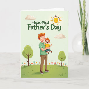 Tarjeta de escena vibrante del Día del Padre