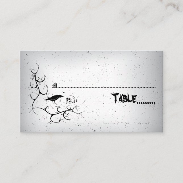 Tarjeta de escolta para bodas góticos Raven y crán (Anverso)