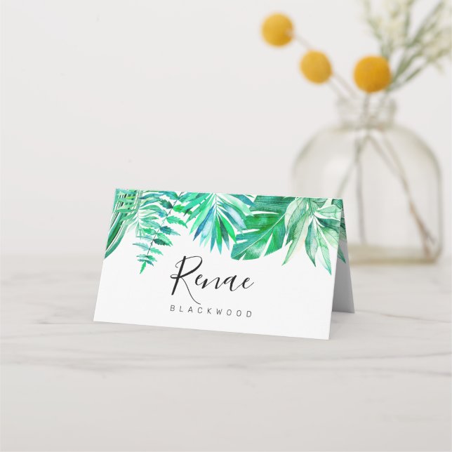 Tarjeta de escolta tropical, boda tropical (Anverso)